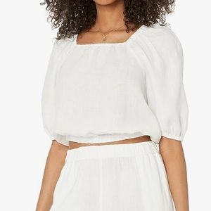 BRAND NEW The Drop Women's Evelyn Cropped Square-Neck Bubble Top. Size XS